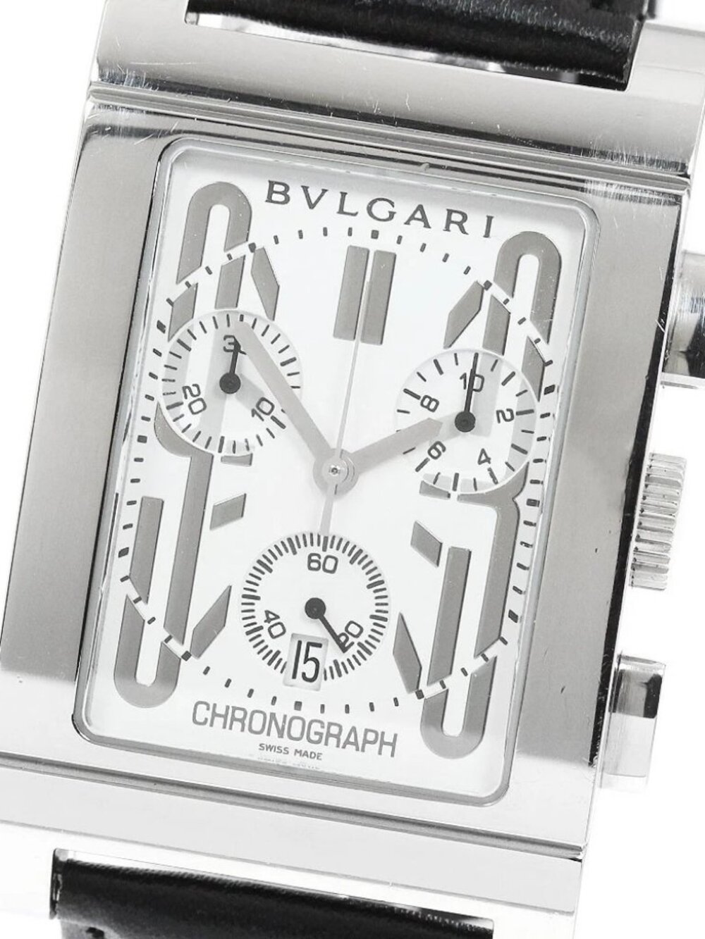 BVLGARI Rettangolo RTC49S Date Chronograph white Dial Quartz Men's Watch_961839